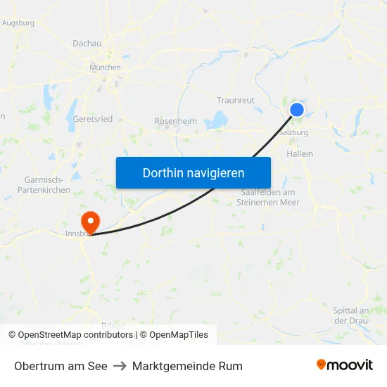 Obertrum am See to Marktgemeinde Rum map