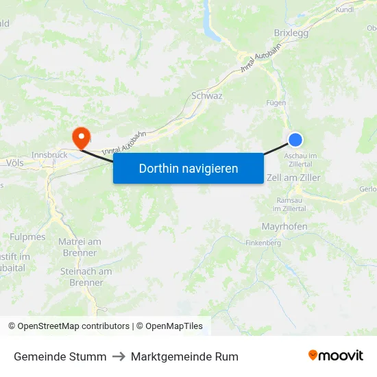 Gemeinde Stumm to Marktgemeinde Rum map