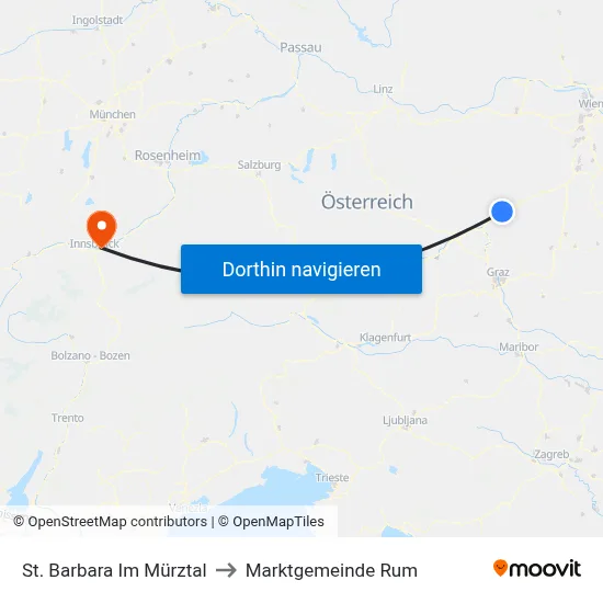 St. Barbara Im Mürztal to Marktgemeinde Rum map