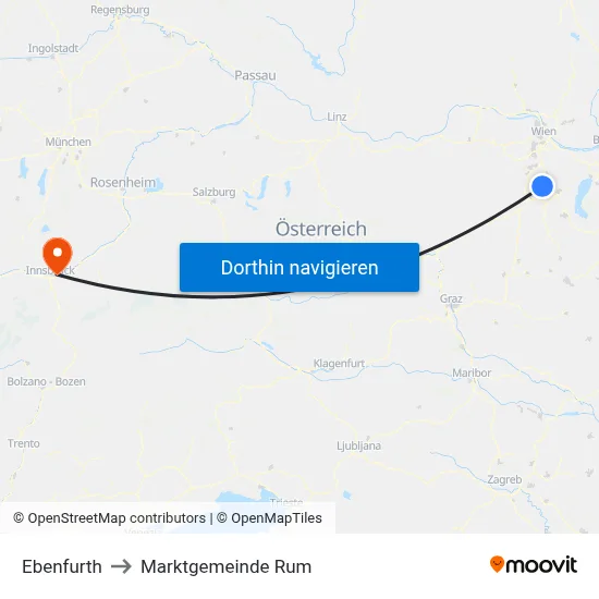 Ebenfurth to Marktgemeinde Rum map