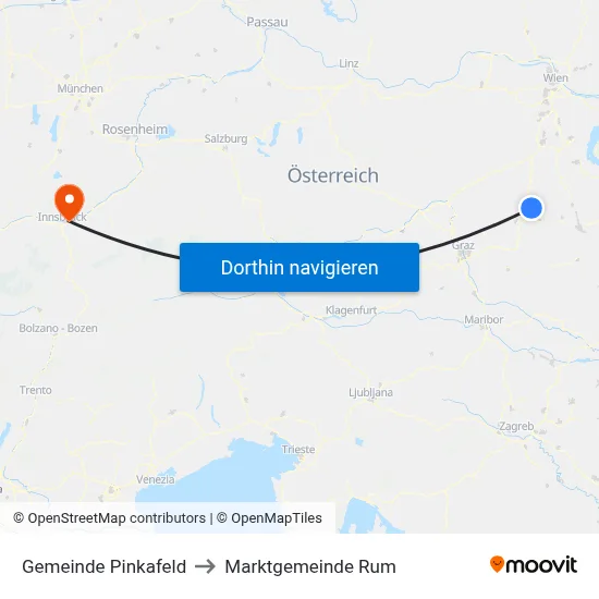Gemeinde Pinkafeld to Marktgemeinde Rum map