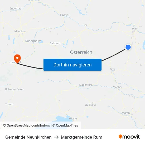 Gemeinde Neunkirchen to Marktgemeinde Rum map