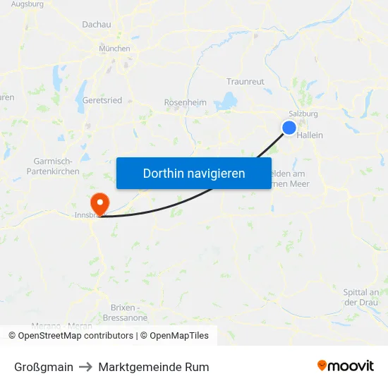 Großgmain to Marktgemeinde Rum map