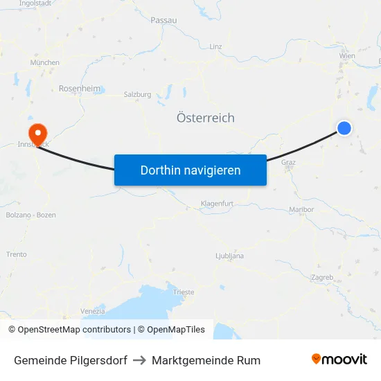 Gemeinde Pilgersdorf to Marktgemeinde Rum map