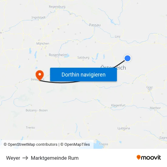 Weyer to Marktgemeinde Rum map