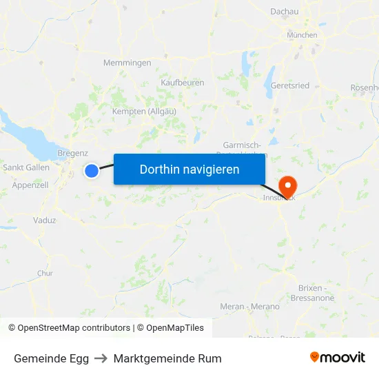Gemeinde Egg to Marktgemeinde Rum map