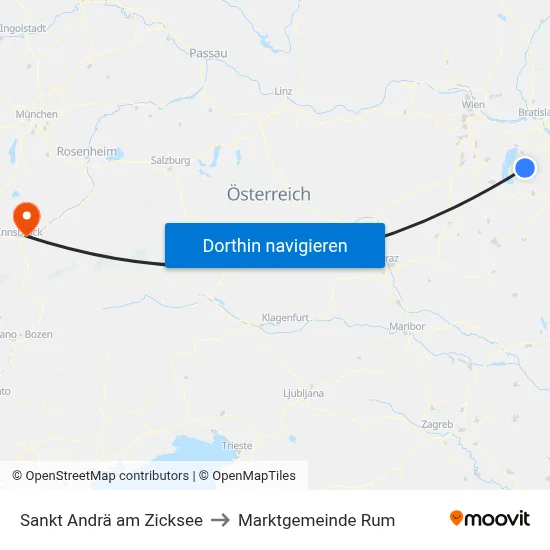 Sankt Andrä am Zicksee to Marktgemeinde Rum map