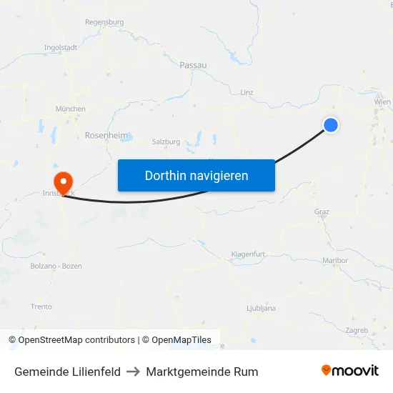 Gemeinde Lilienfeld to Marktgemeinde Rum map