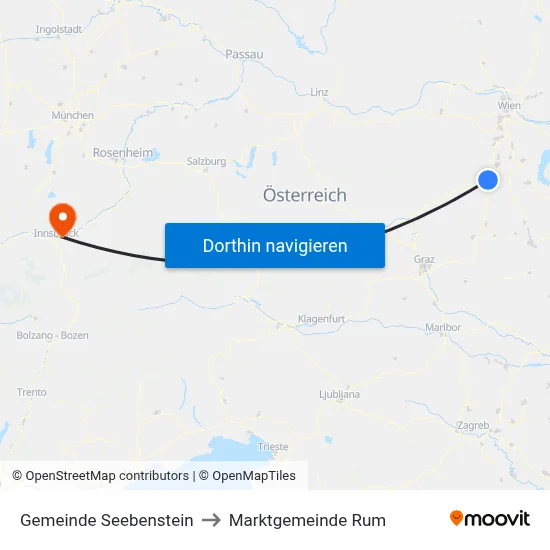 Gemeinde Seebenstein to Marktgemeinde Rum map