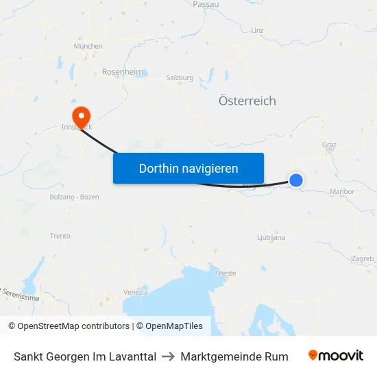 Sankt Georgen Im Lavanttal to Marktgemeinde Rum map