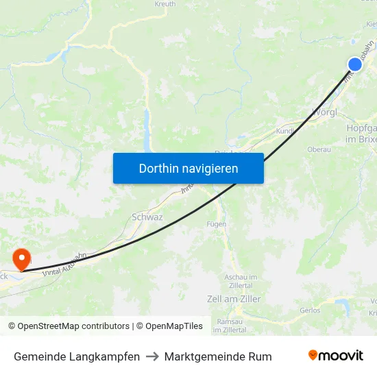 Gemeinde Langkampfen to Marktgemeinde Rum map
