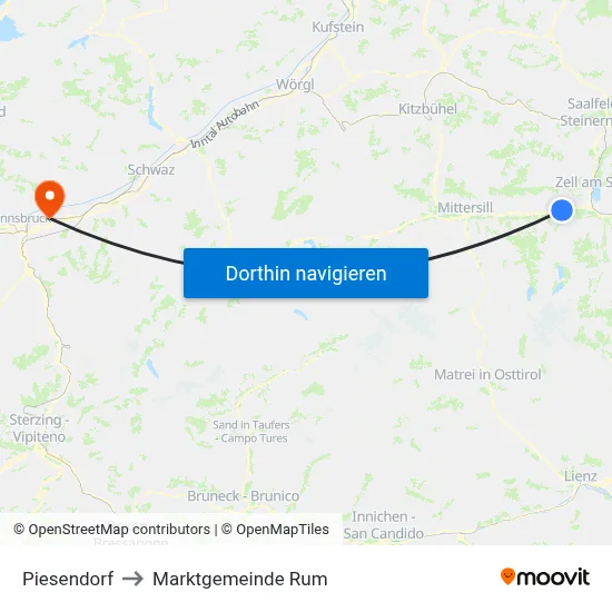 Piesendorf to Marktgemeinde Rum map