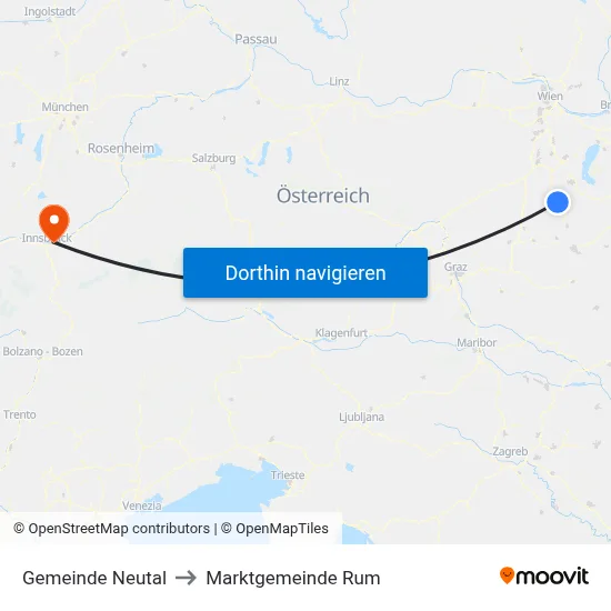 Gemeinde Neutal to Marktgemeinde Rum map