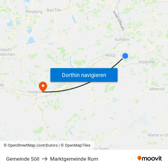 Gemeinde Söll to Marktgemeinde Rum map