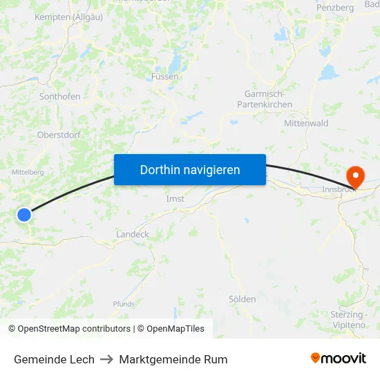 Gemeinde Lech to Marktgemeinde Rum map