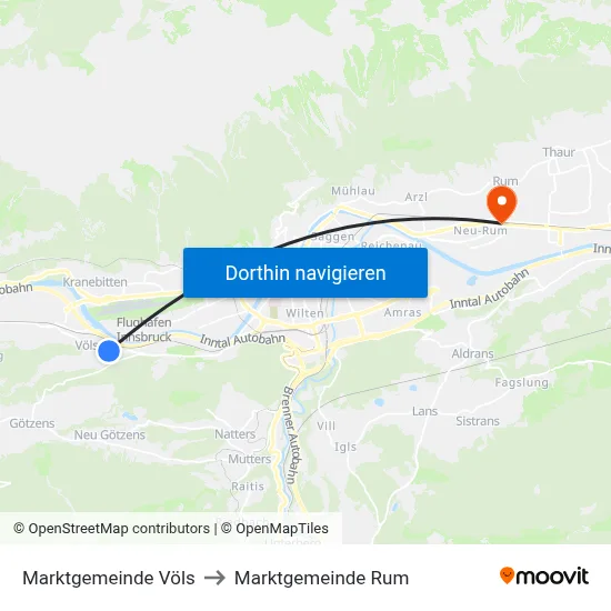 Marktgemeinde Völs to Marktgemeinde Rum map