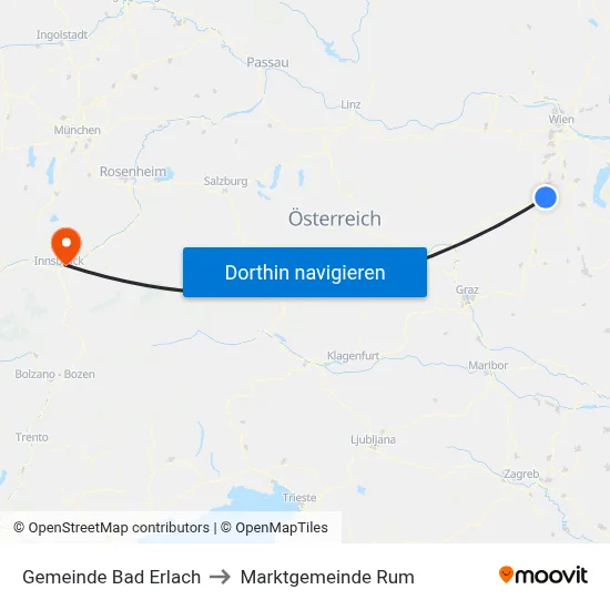 Gemeinde Bad Erlach to Marktgemeinde Rum map