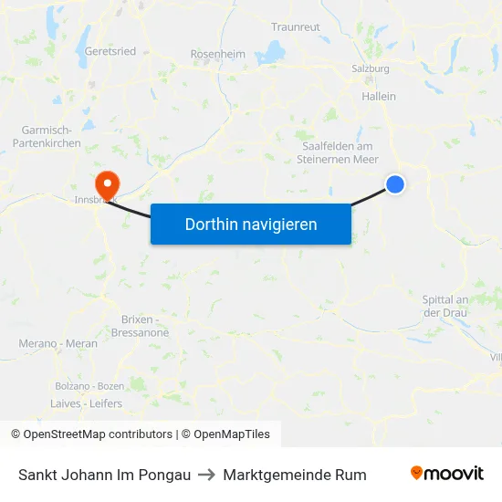 Sankt Johann Im Pongau to Marktgemeinde Rum map