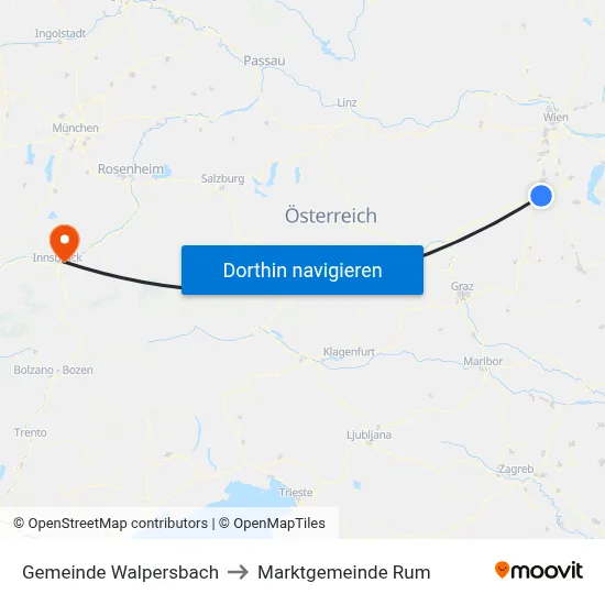Gemeinde Walpersbach to Marktgemeinde Rum map