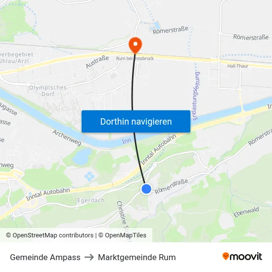 Gemeinde Ampass to Marktgemeinde Rum map