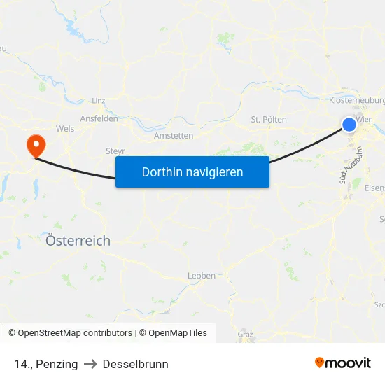 14., Penzing to Desselbrunn map