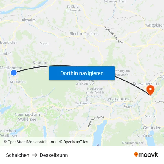 Schalchen to Desselbrunn map