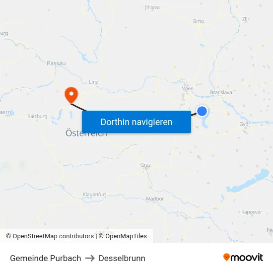 Gemeinde Purbach to Desselbrunn map