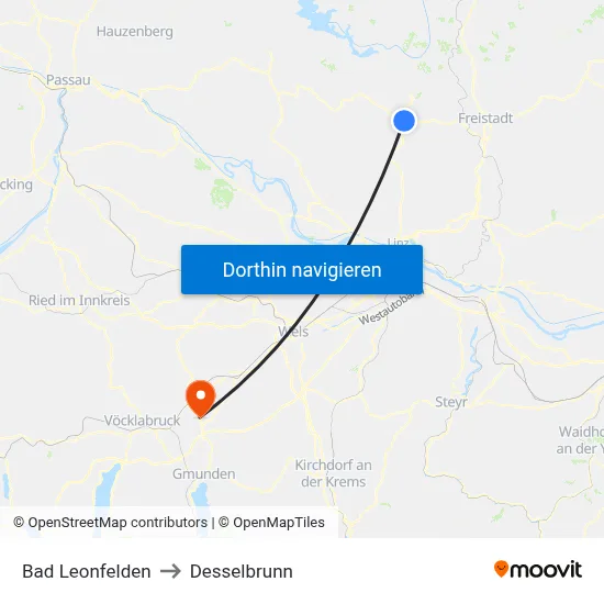 Bad Leonfelden to Desselbrunn map