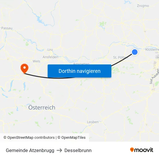 Gemeinde Atzenbrugg to Desselbrunn map