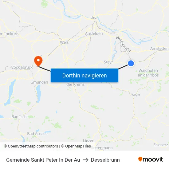 Gemeinde Sankt Peter In Der Au to Desselbrunn map