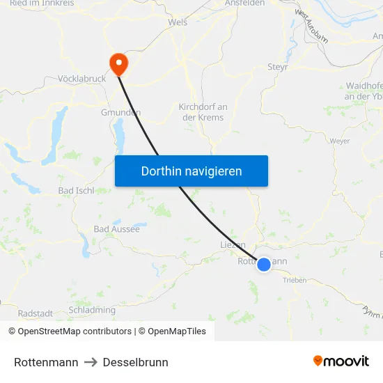 Rottenmann to Desselbrunn map