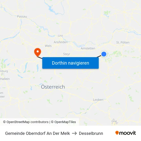 Gemeinde Oberndorf An Der Melk to Desselbrunn map