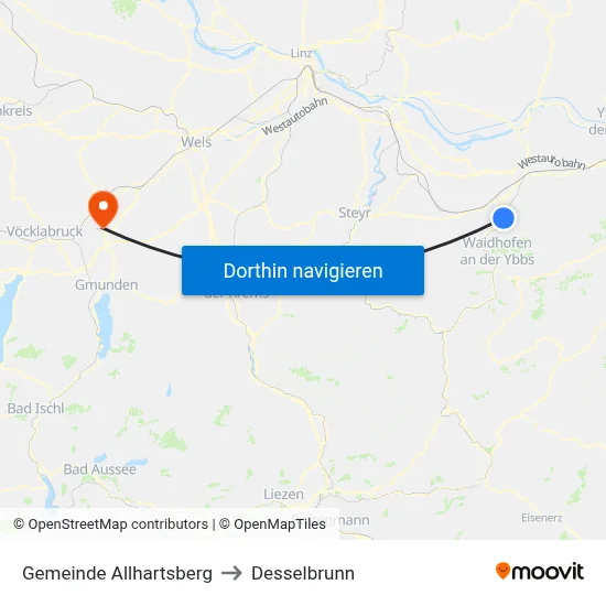 Gemeinde Allhartsberg to Desselbrunn map