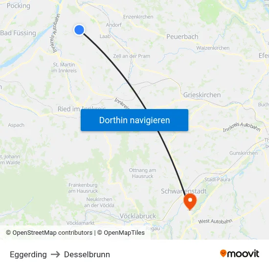 Eggerding to Desselbrunn map