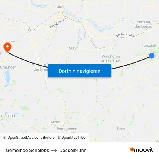 Gemeinde Scheibbs to Desselbrunn map