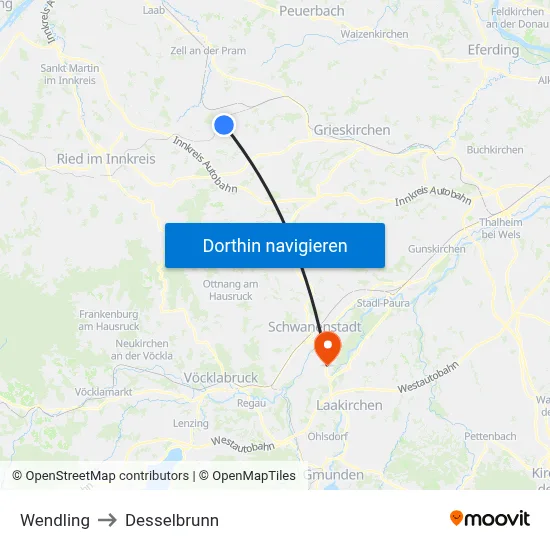 Wendling to Desselbrunn map