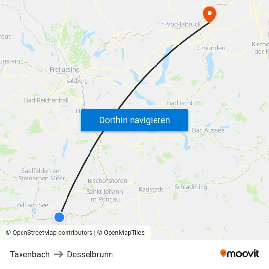 Taxenbach to Desselbrunn map