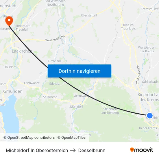 Micheldorf In Oberösterreich to Desselbrunn map
