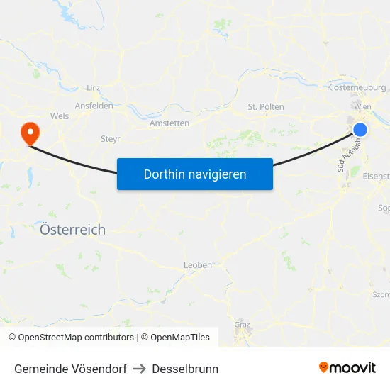 Gemeinde Vösendorf to Desselbrunn map