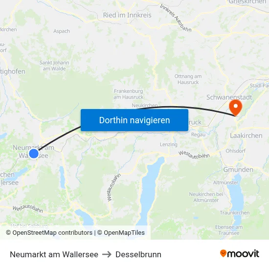 Neumarkt am Wallersee to Desselbrunn map