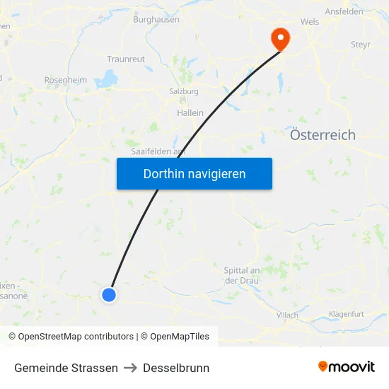 Gemeinde Strassen to Desselbrunn map