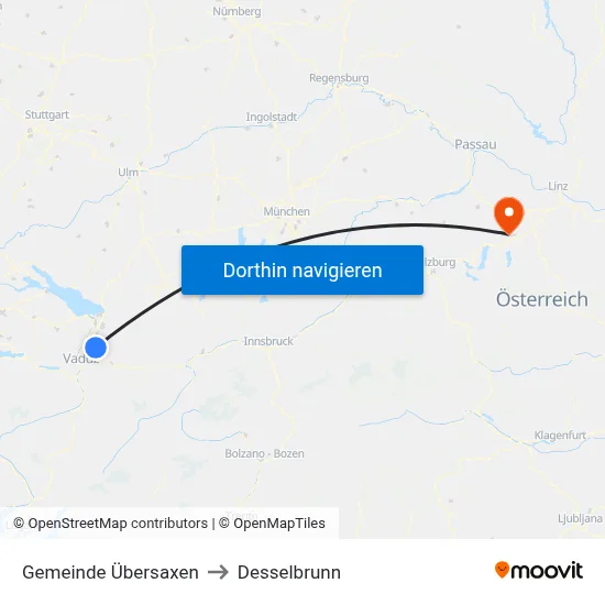 Gemeinde Übersaxen to Desselbrunn map