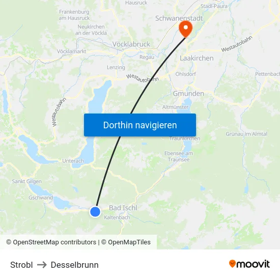 Strobl to Desselbrunn map