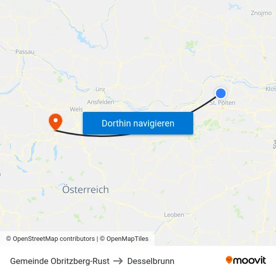 Gemeinde Obritzberg-Rust to Desselbrunn map