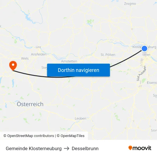 Gemeinde Klosterneuburg to Desselbrunn map