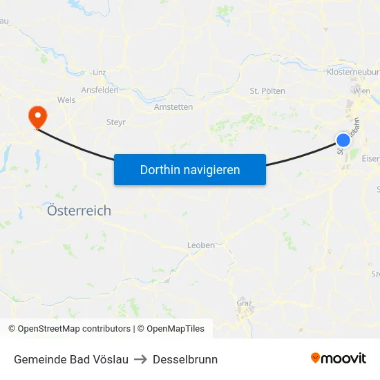 Gemeinde Bad Vöslau to Desselbrunn map
