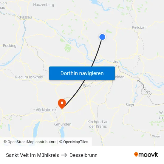 Sankt Veit Im Mühlkreis to Desselbrunn map