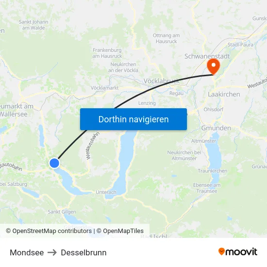 Mondsee to Desselbrunn map