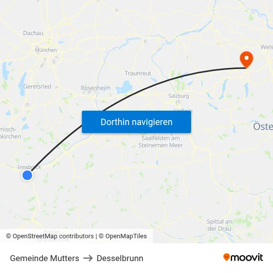 Gemeinde Mutters to Desselbrunn map