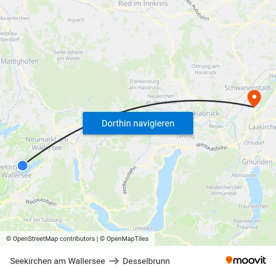 Seekirchen am Wallersee to Desselbrunn map